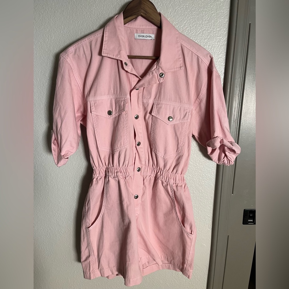Overlover Pink Button-Up romper
